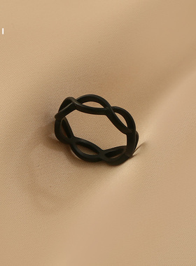 黑色戒指黑色ins潮风设计感戒指