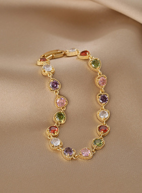 花迹彩色多巴胺锆石手链女