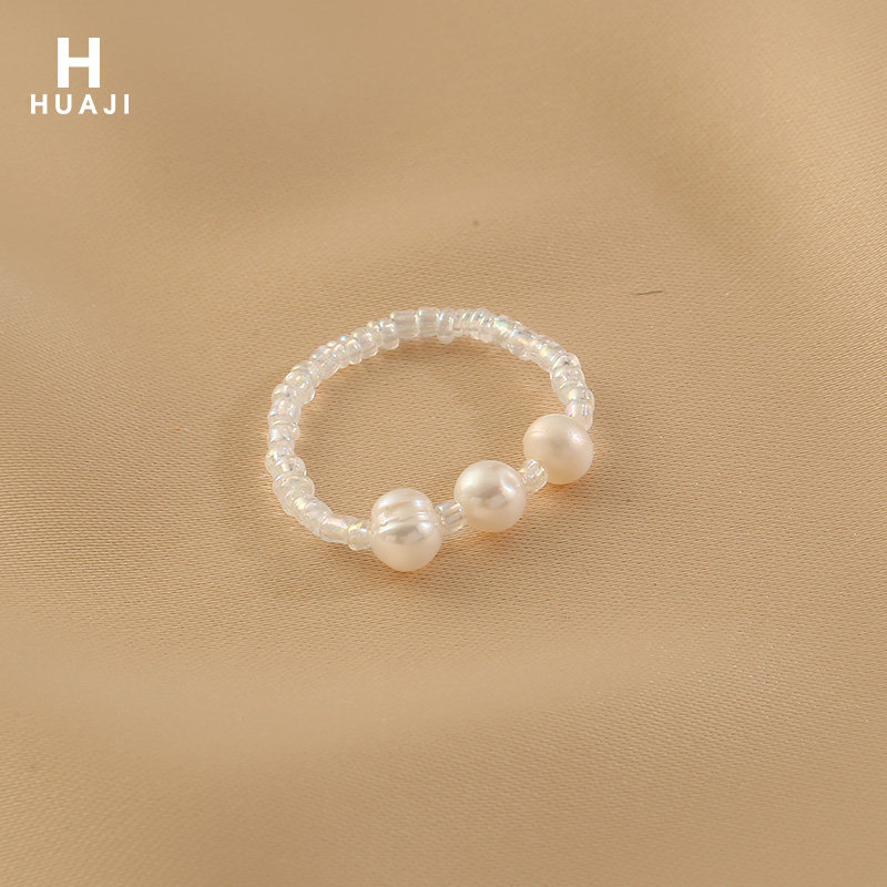 Flower trace white rose flower ring personality niche