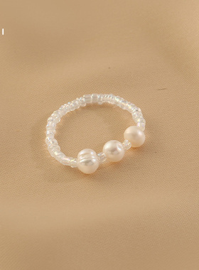 花迹白色玫瑰花朵戒指个性小众