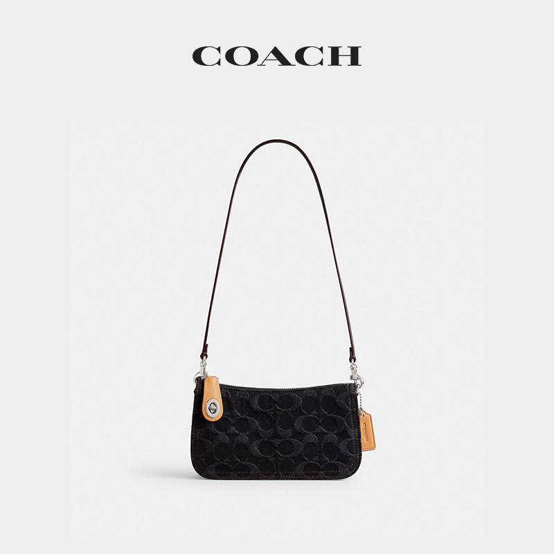 【新品】COACH/蔻驰女士经典标志牛仔丹宁PENN单肩包高级感-图0