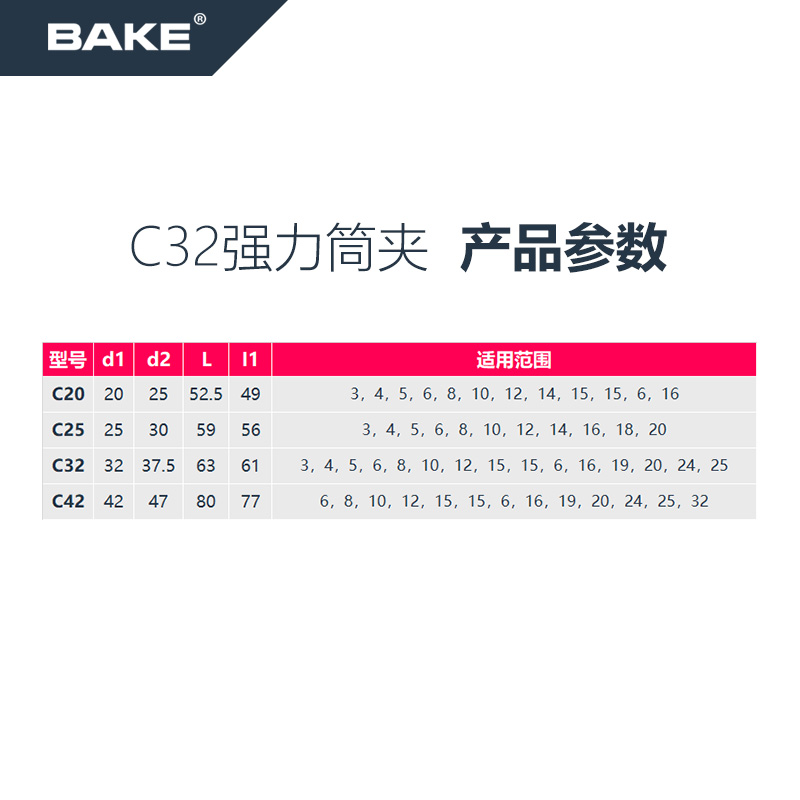 C32筒夹 高精度C型夹筒 CNC数控强力刀柄直筒锁嘴 SC32强力夹头 - 图1