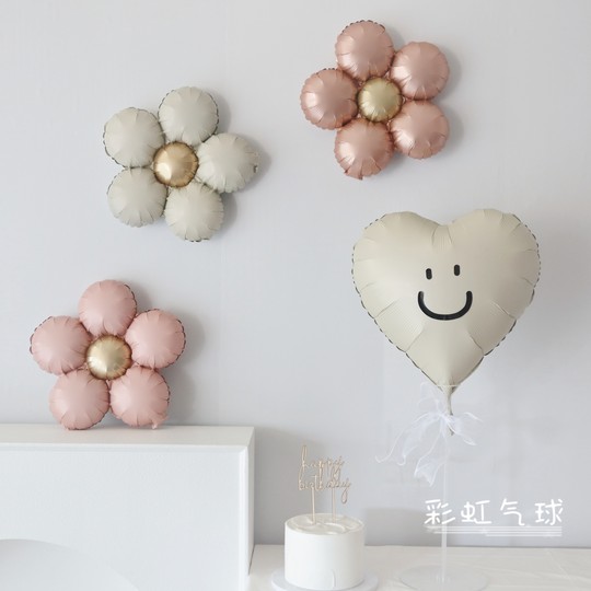 Кремовый ретро-цветной пятилепестковый цветок из алюминиевой пленки, воздушный шар