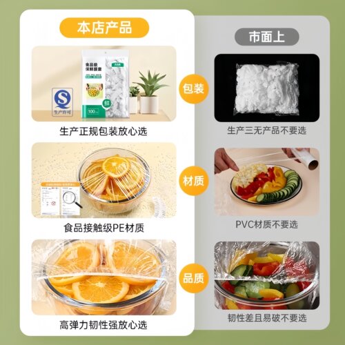 一次性保鲜膜套家用冰箱食品级专用带松紧口保鲜膜罩厨房保鲜 - 图0