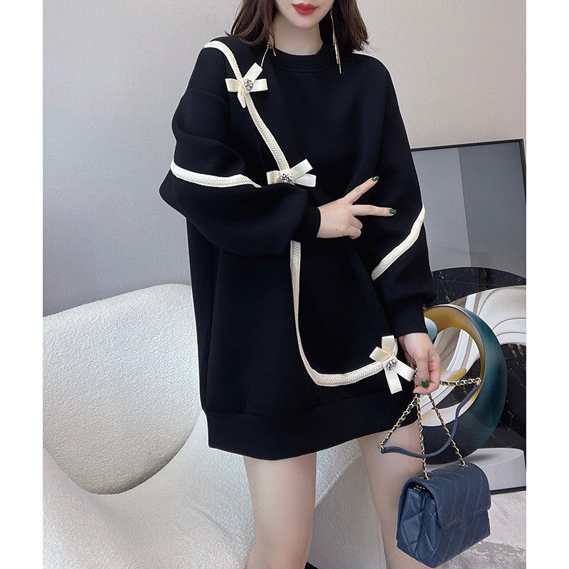 黑色优雅气质直筒宽松连衣裙卫衣裙 蜜恒连衣裙