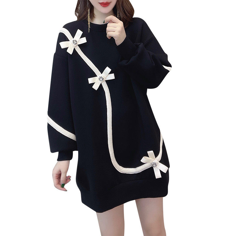 黑色优雅气质直筒宽松连衣裙卫衣裙 蜜恒连衣裙