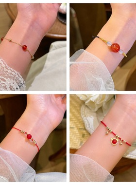 新款手链国风手串朱砂好运手链复古手饰手珠本命年小众高级红绳