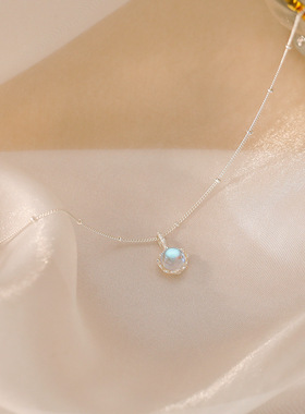 小红书同款月光石项链女新款轻奢小众花朵吊坠设计感锁骨链代发