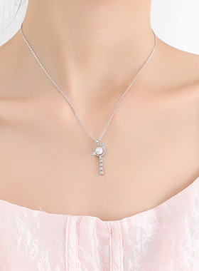 闽粤天然淡水珍珠镶锆星球吊坠S925纯银项链女ins轻奢小众高级感