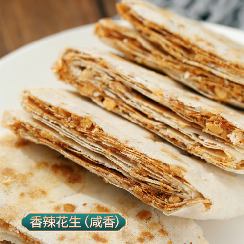 山东特产煎饼曲阜香酥煎饼香辣花生口味500g即食夹馅煎饼 - 图2