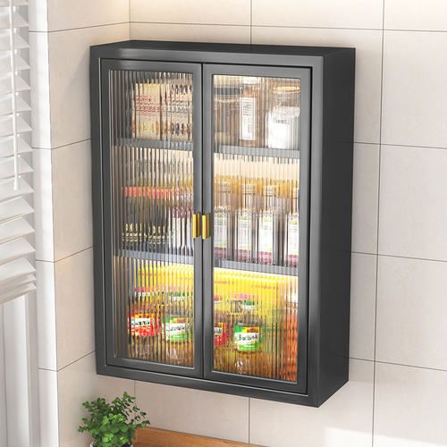 厨房置物柜壁挂式多层小壁柜调料品收纳柜调料瓶储物柜调料置物架 - 图3