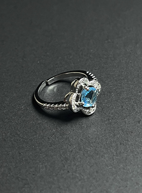 Vintage古著【Four blue leave】戒指.银蓝