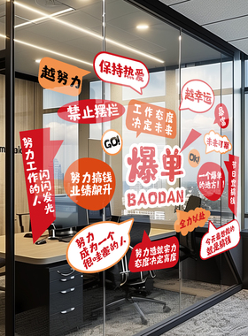 公司氛围装饰玻璃窗贴励志标语