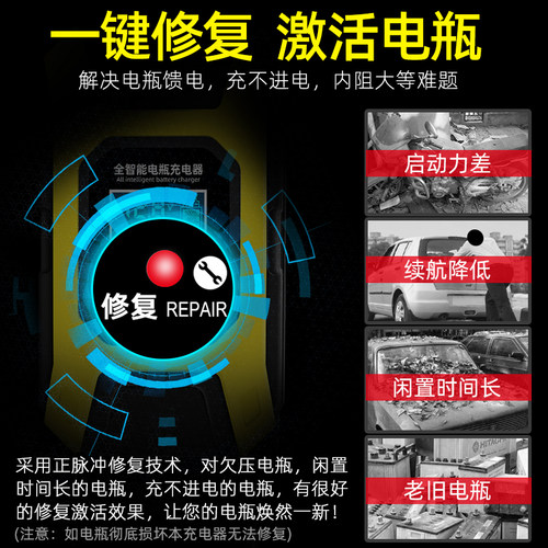 汽车电瓶充电器12v24v摩托车充电器智能全自动修复型蓄电池充电机 - 图1
