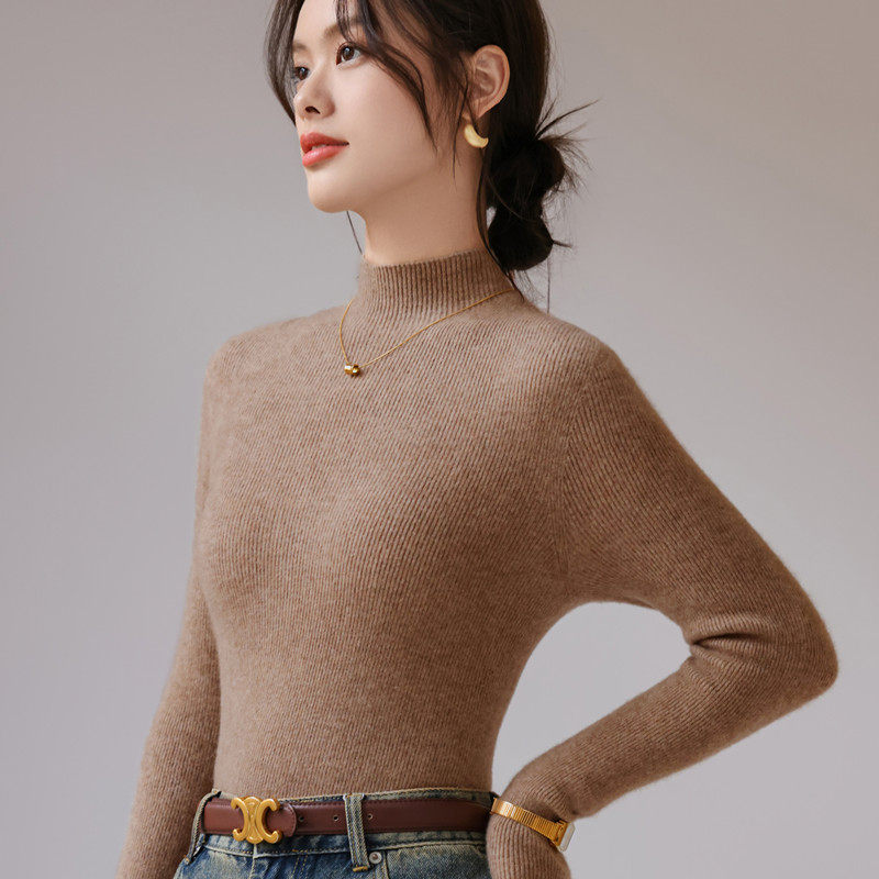 一线成衣半高领毛衣秋冬女修身显瘦内搭紧身无缝针织打底衫女上衣,淘宝优惠券,粉丝福利购,淘宝优惠卷