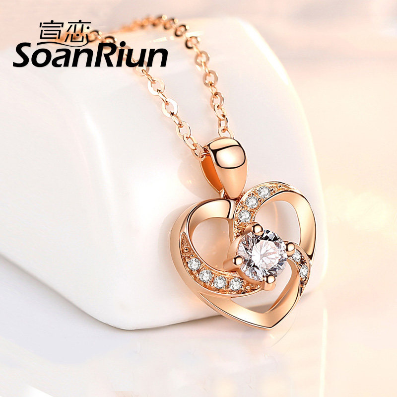 18k金项链女玫瑰金首饰品锁骨链 宣恋饰品项链