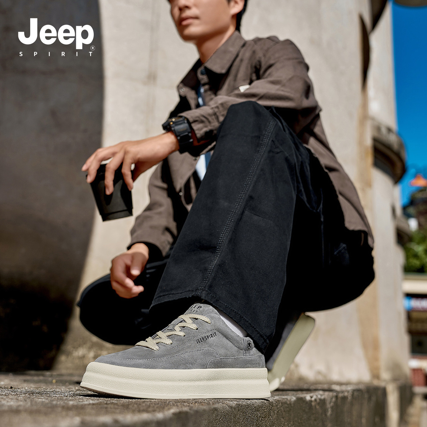 jeepspirit吉普男鞋休闲板鞋男2026春季新款男士厚底真皮男款鞋子,淘宝优惠券,粉丝福利购,淘宝优惠卷