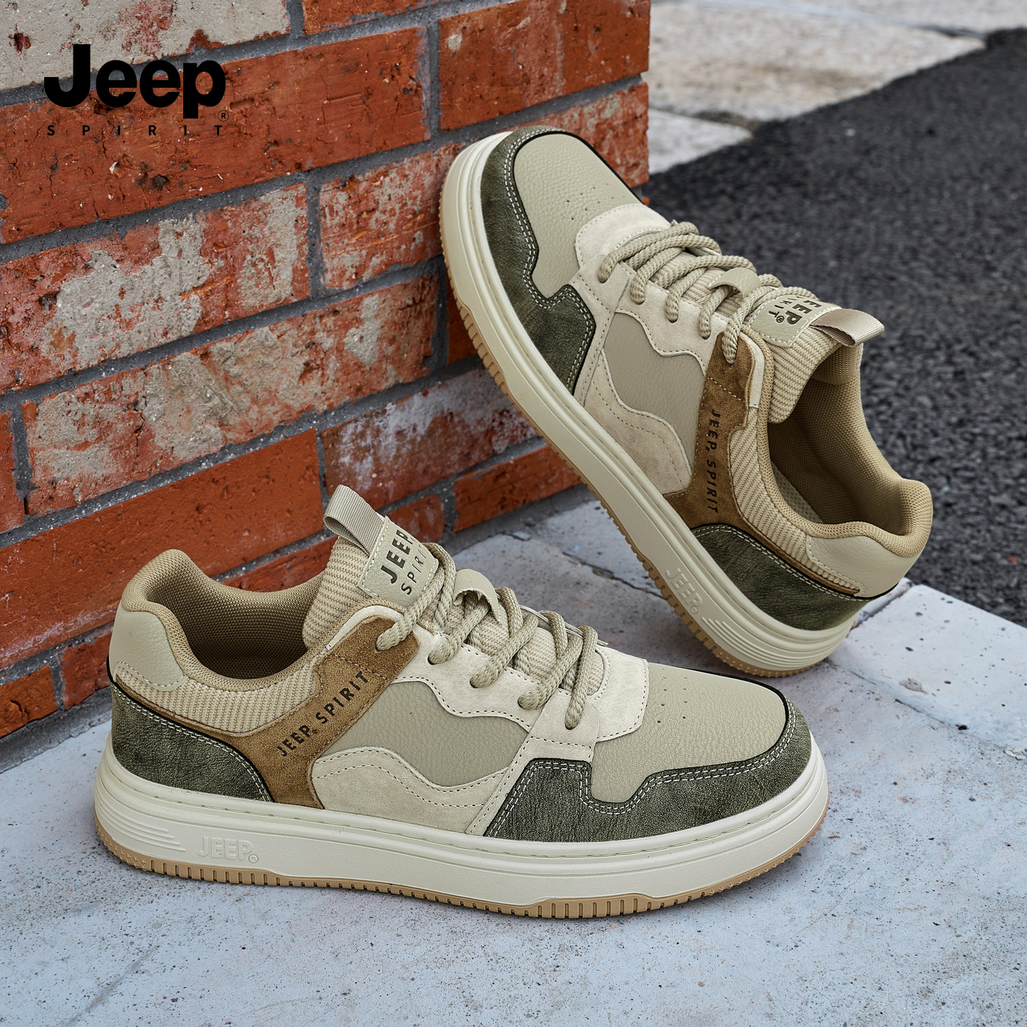 jeep吉普男鞋厚底板鞋男款2025秋季新款男士美式耐磨休闲鞋子男 - 图1