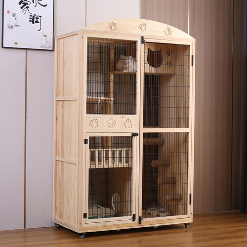 大型豪华猫笼家用实木宠物笼超大自由空间三层室内别墅猫空笼猫柜 - 图2