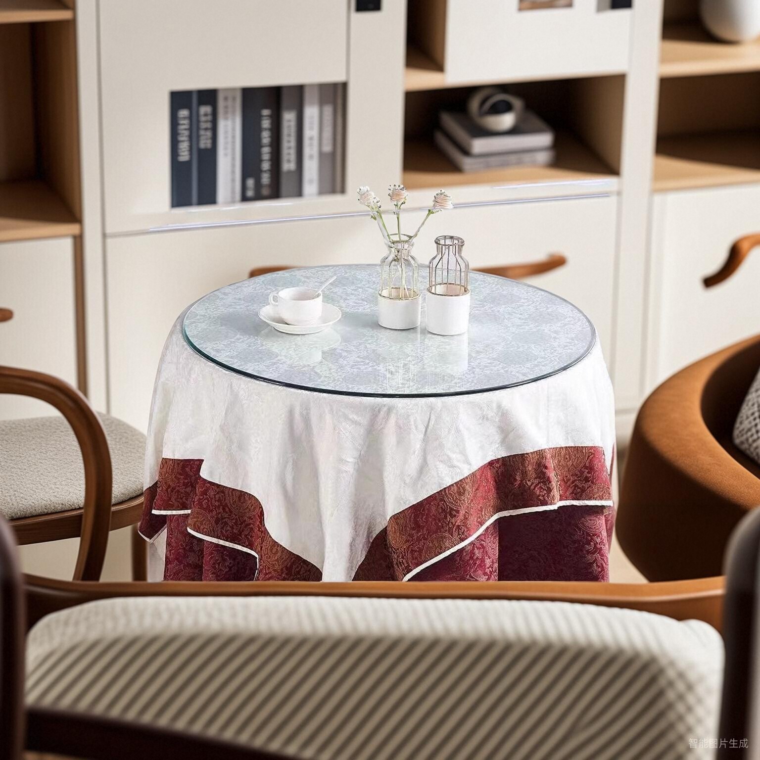 钢化玻璃桌面圆形酒店大圆桌转盘台面茶几餐桌饭桌圆玻璃桌面家用 - 图0