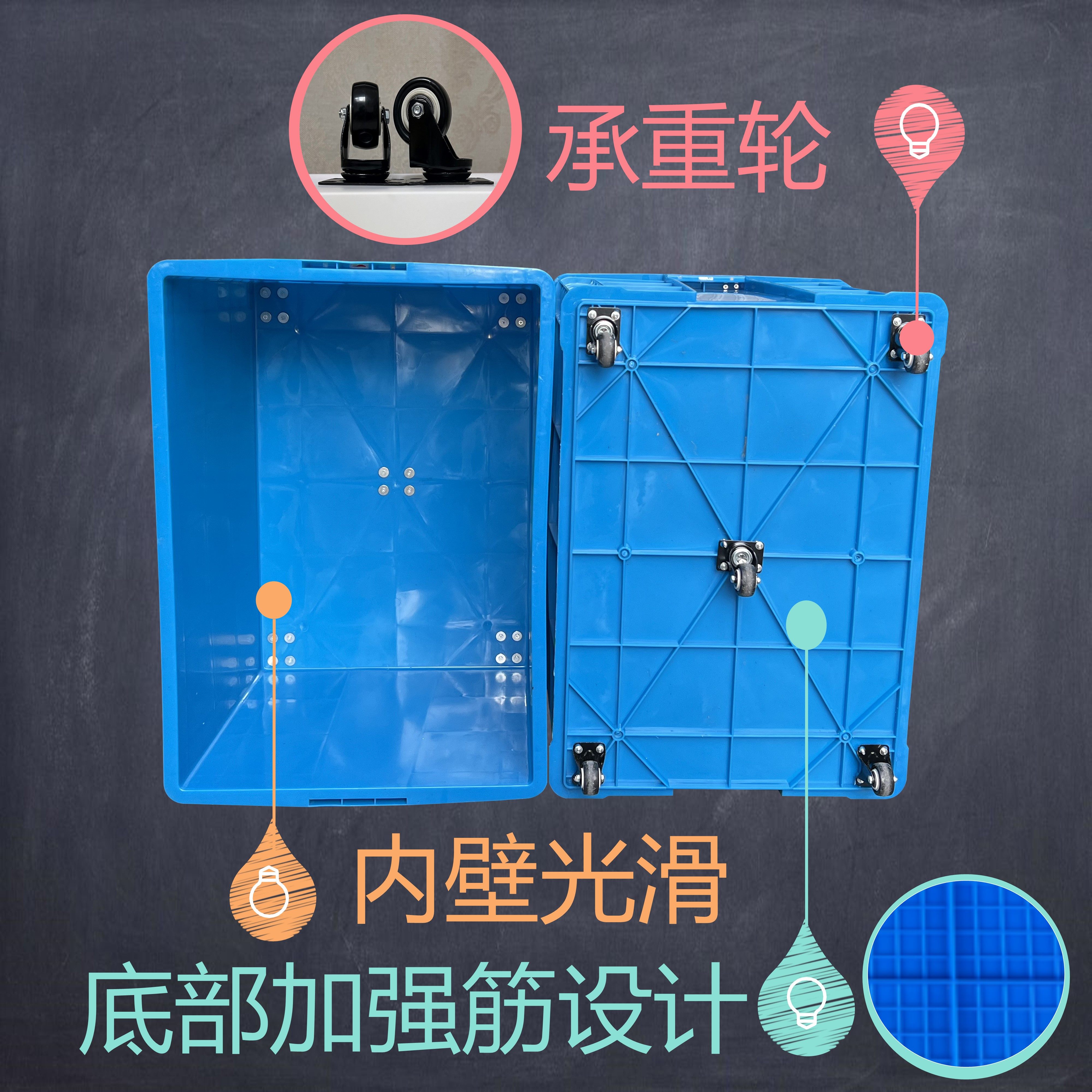 加厚带轮塑料箱带拉杆塑料箱配盖子特厚周转箱快递服装拉货小推车,淘宝优惠券,粉丝福利购,淘宝优惠卷