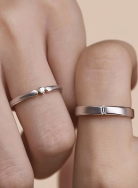 原创S925银情侣对戒小众设计