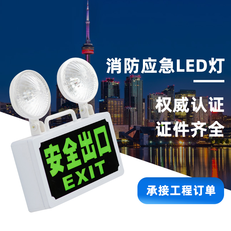 应急灯照明消防壁挂式安全出口新国标防爆二合1LED蓄电池指示灯牌