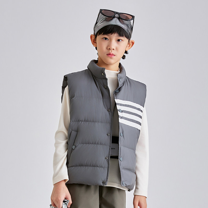雅鹿儿童中大童加厚羽绒马甲90%白鸭绒