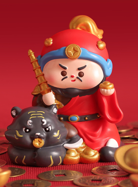 中式财神桌边小摆件车载公仔