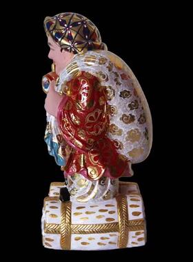 木雕彩绘 大黑天 财神 日本密宗招手 财神店铺家居招财摆件现货