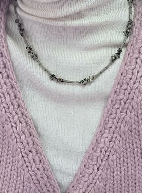 天然碎石斑点石串珠个性潮流新款锁骨链