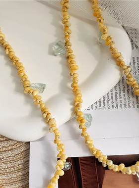 海洋系列天然贝壳小海螺蓝色水晶个性海边度假小众项链