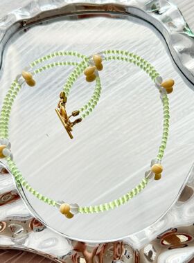 新款春夏猫眼石项链进口捷克珠简约日常百搭不掉色锁骨链