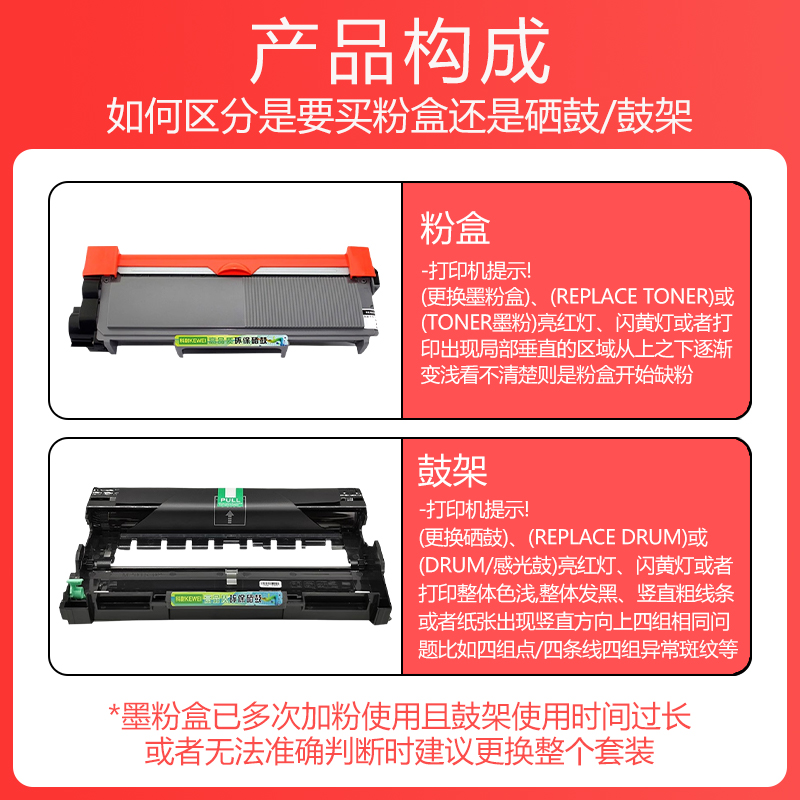 7180dn粉盒适用兄弟激光打印机DCP7180DN可加粉硒鼓可加墨墨粉盒dcp-7180dn墨盒tn2325碳粉盒耗材dr2350墨鼓 - 图1