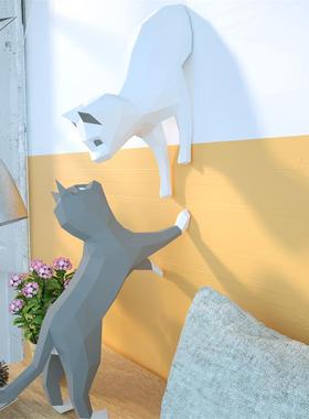 ins猫咪纸模几何风立体家居装饰