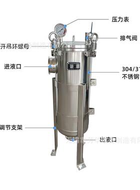 不锈钢袋式过滤器1号袋袋式工业污水过滤袋式过滤器壳体
