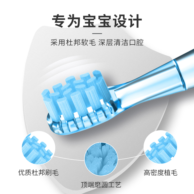 适用澳松电动牙刷头成人U5/儿童U6替换通用NVRL001/L002/软毛刷头
