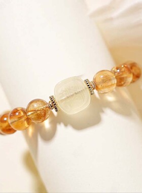 天然黄塔晶黄水晶手链女扎基拉姆