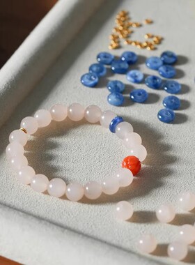 「芷兮」新中式天然粉色玉髓南红