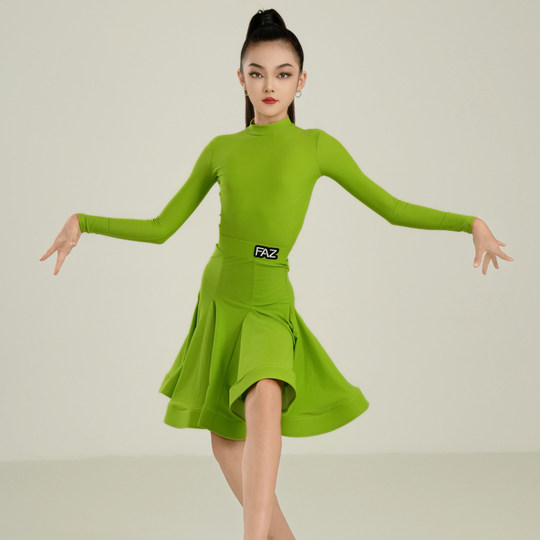 FAZ儿童拉丁高端舞服拉丁舞规定服装少儿拉丁舞服女童比赛表演服