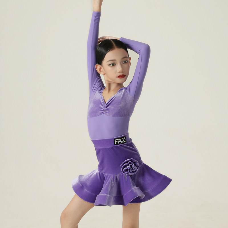 FAZ儿童秋冬新款拉丁舞蹈练习表演舞服少儿网红练功训练演出服装,淘宝优惠券,粉丝福利购,淘宝优惠卷