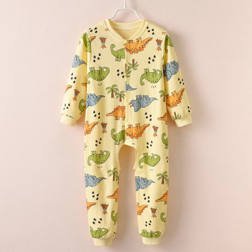 儿童连体衣男两岁男童宝宝大码开档家居服夏睡衣女童薄款春秋纯棉 - 图2