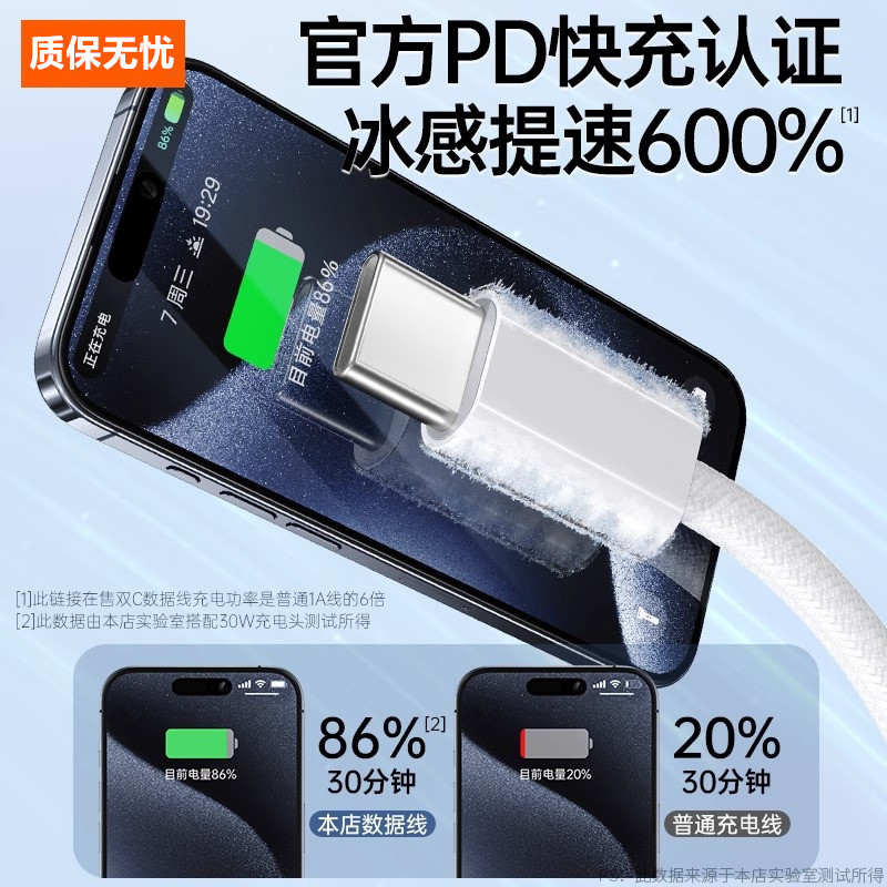 【旗舰店官方正品】适用苹果6-15充电线iPhone15Pro数据线编织款Typec快充手机30W充电器PD平板Pro插头14套装 - 图2