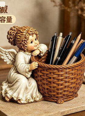 复古美式小天使床头柜遥控器笔筒收纳盒乔迁之喜新居收纳工位摆件