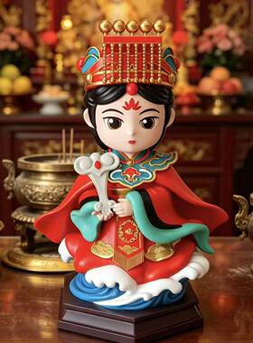 非遗妈祖神像文创摆件中式传统海神纳福设计家居玄关软装装饰摆件