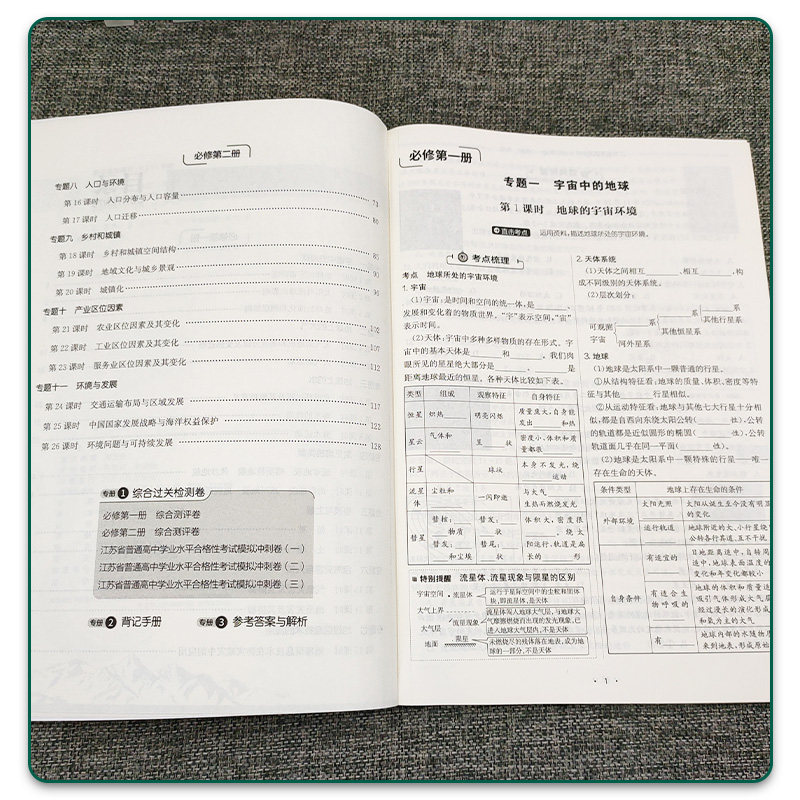 2026届春雨教育 江苏省普通高中学业水平测试 一本过地理 考点过关阶段测评模拟冲刺6套背记手册答案详解详析高二会考合格性考试