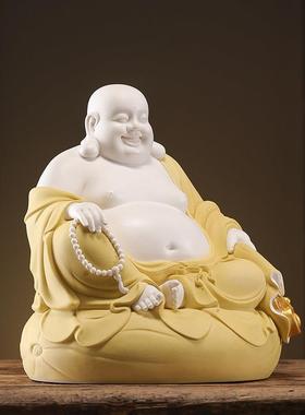 陶瓷弥勒佛摆件大肚开心佛菩萨招财布袋笑佛像家居客厅办公装饰品