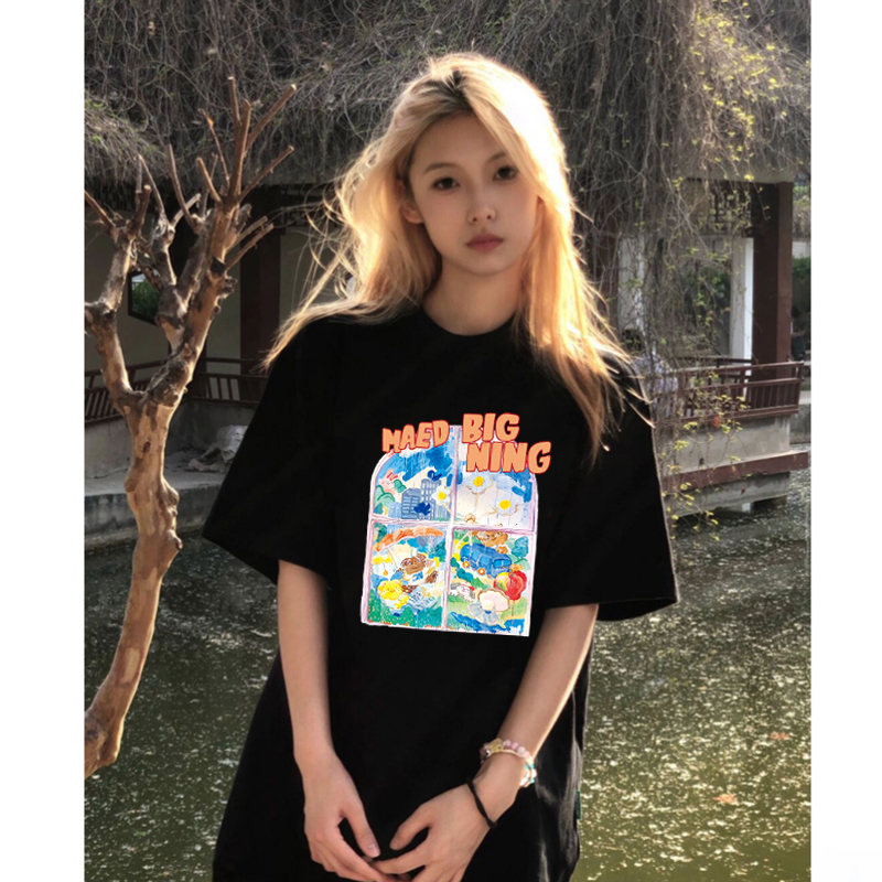 新款短袖T恤女韩版趣味卡通宽松ins潮牌港风学生甜美百搭上衣夏季_蕾夏娇旗舰店_女装/女士精品-第5张图片-提都小院