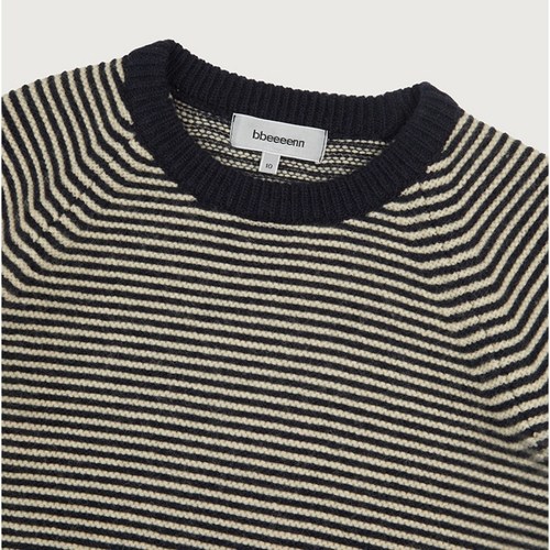 bbeeeenn韩国童装冬季新品儿童加厚条纹针织套头衫男女童毛衣 - 图1