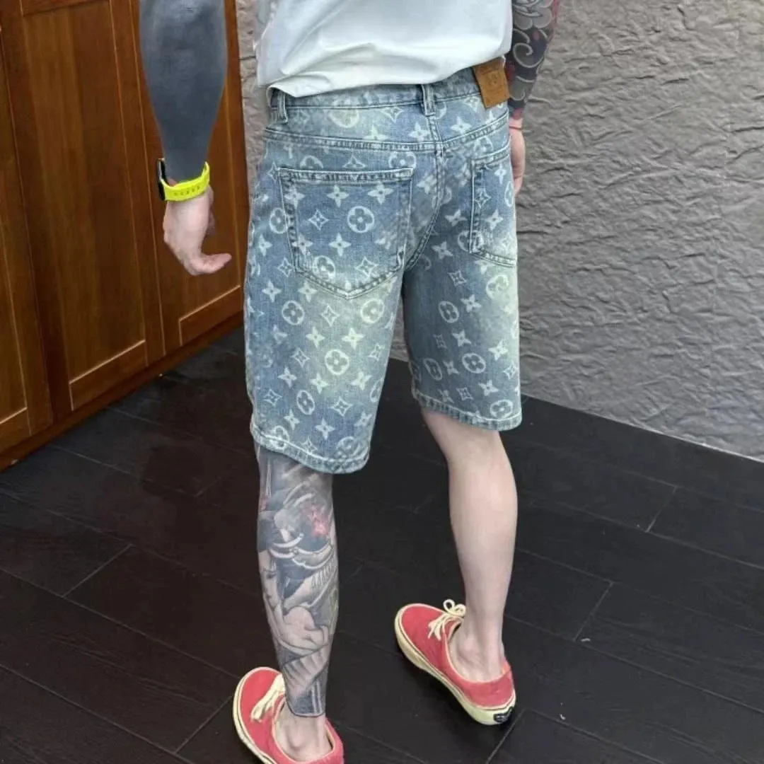 牛仔短裤男夏季新款个性印花潮牌五分裤韩版时尚潮流修身百搭短裤,淘宝优惠券,粉丝福利购,淘宝优惠卷